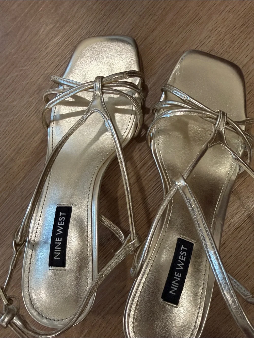 Nine West Metallic Gold Strappy Slingback Heels